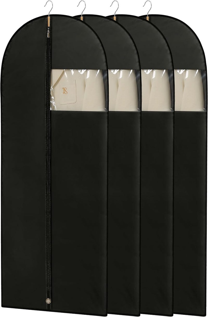 Perber 65'' Dress Bags for Gowns, 4 Pack Black Garment Bags for Hanging Clothes, Dress Garment Bag Women, Long Dress Cover for Coats, Dresses, Uniforms - Image 1
